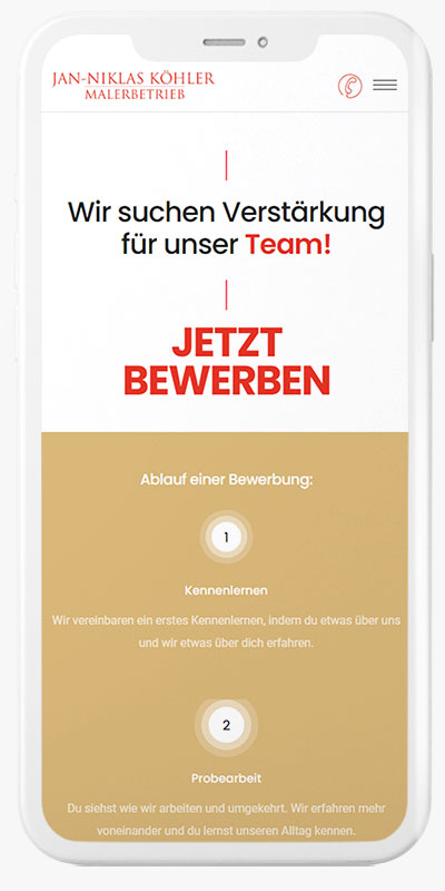 Website des Malerbetrieb Köhlers