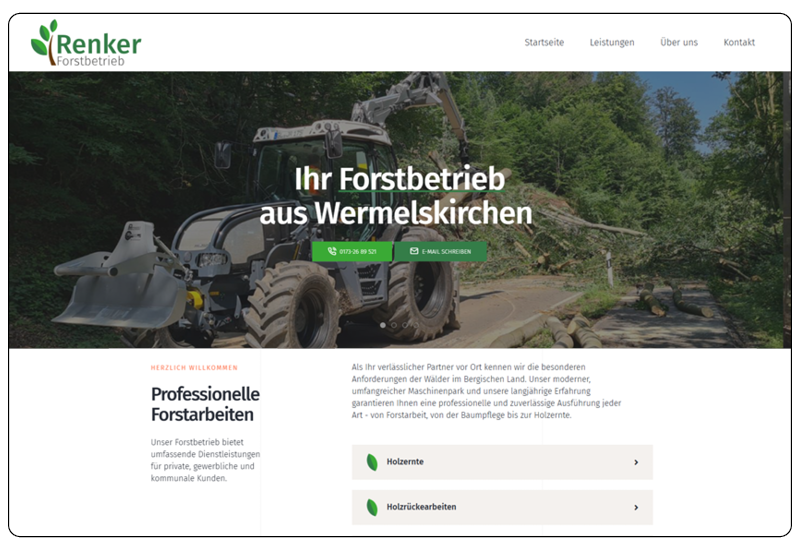 Website vom Renker Forstbetrieb