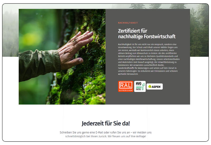 Website vom Renker Forstbetrieb